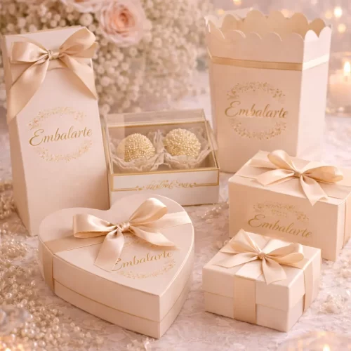 Embalagens sofisticadas com toque dourado